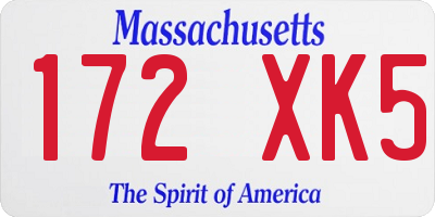 MA license plate 172XK5