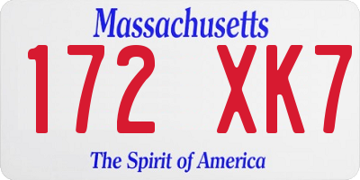 MA license plate 172XK7