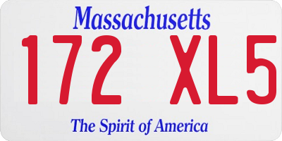 MA license plate 172XL5