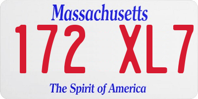 MA license plate 172XL7