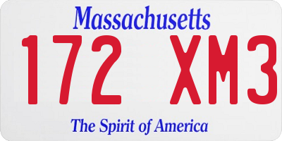 MA license plate 172XM3