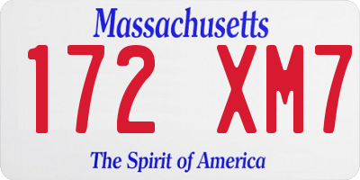 MA license plate 172XM7