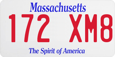 MA license plate 172XM8