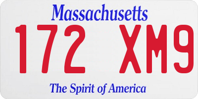 MA license plate 172XM9