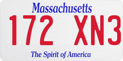 MA license plate 172XN3