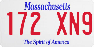 MA license plate 172XN9