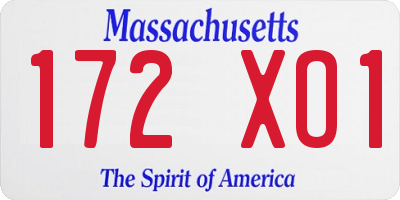 MA license plate 172XO1