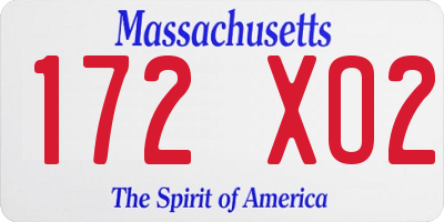 MA license plate 172XO2