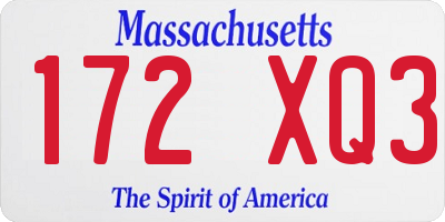 MA license plate 172XQ3