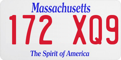 MA license plate 172XQ9