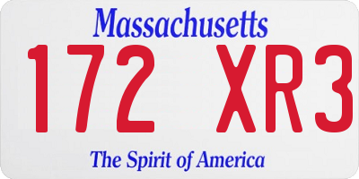 MA license plate 172XR3