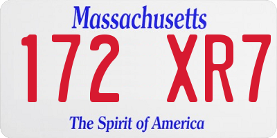 MA license plate 172XR7