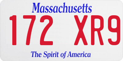 MA license plate 172XR9