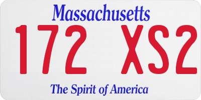 MA license plate 172XS2