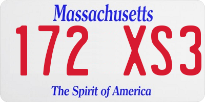 MA license plate 172XS3