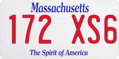 MA license plate 172XS6