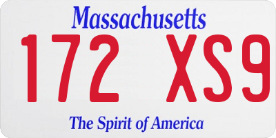 MA license plate 172XS9