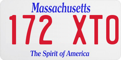 MA license plate 172XT0