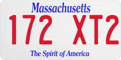 MA license plate 172XT2