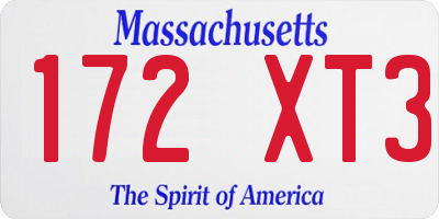 MA license plate 172XT3