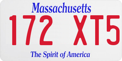 MA license plate 172XT5