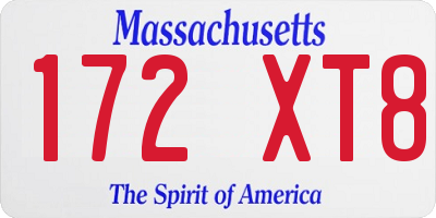MA license plate 172XT8