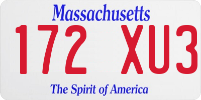 MA license plate 172XU3