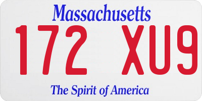 MA license plate 172XU9