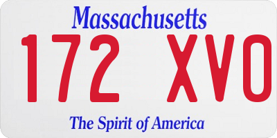 MA license plate 172XV0