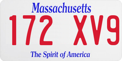 MA license plate 172XV9