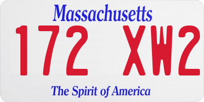 MA license plate 172XW2
