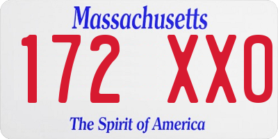 MA license plate 172XX0