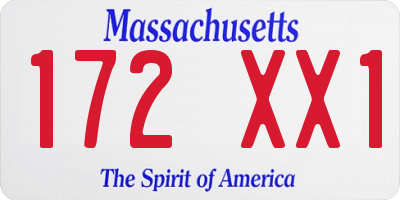 MA license plate 172XX1
