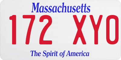 MA license plate 172XY0