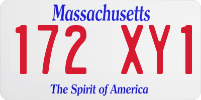 MA license plate 172XY1