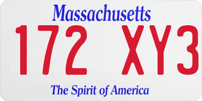 MA license plate 172XY3