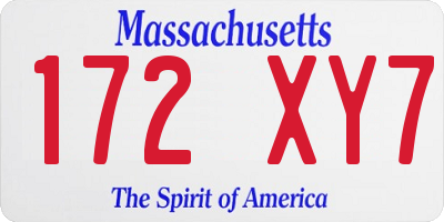 MA license plate 172XY7