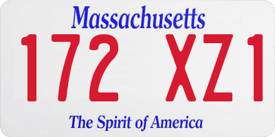 MA license plate 172XZ1