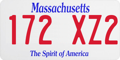 MA license plate 172XZ2
