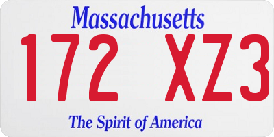 MA license plate 172XZ3