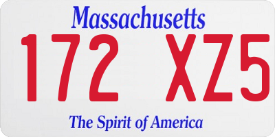MA license plate 172XZ5