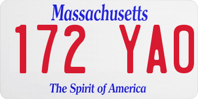 MA license plate 172YA0