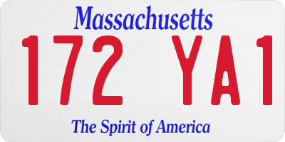 MA license plate 172YA1