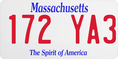MA license plate 172YA3