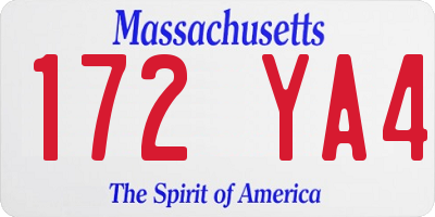 MA license plate 172YA4