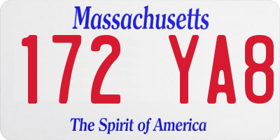 MA license plate 172YA8