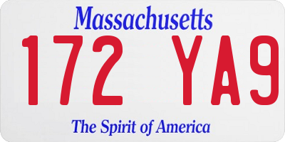 MA license plate 172YA9