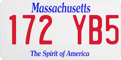 MA license plate 172YB5