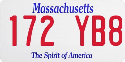 MA license plate 172YB8