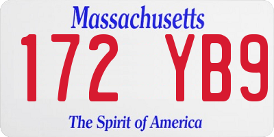 MA license plate 172YB9